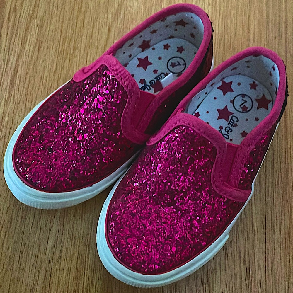 Cat and Jack pink sparkle slides